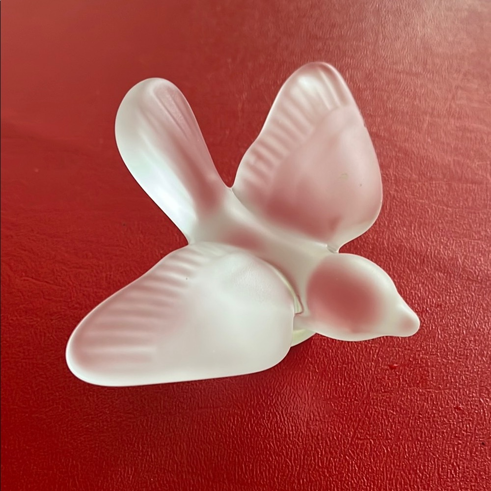 Vintage Sevres Frosted Glass Crystal Bird Paperweight